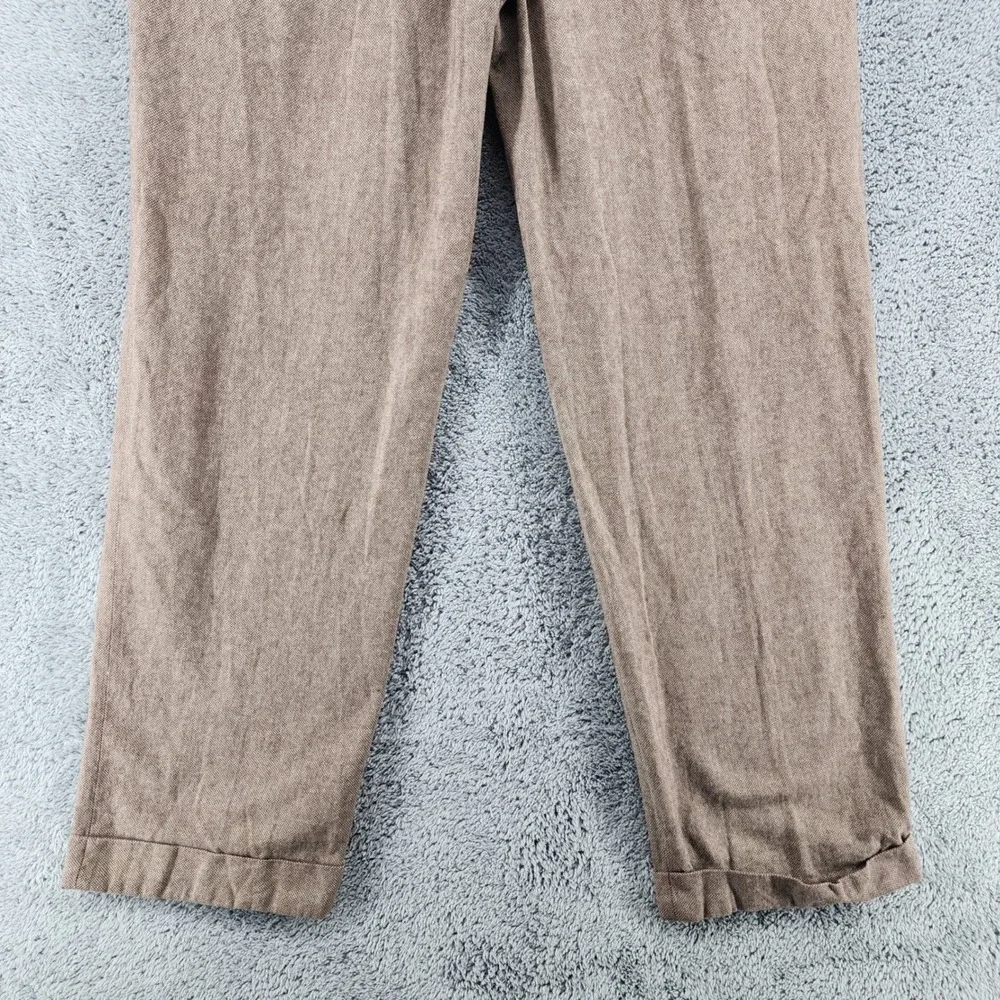 Polo Ralph Lauren Pants Men 34x32 Brown Micro Herringbone Pleated Cuffed Vintage